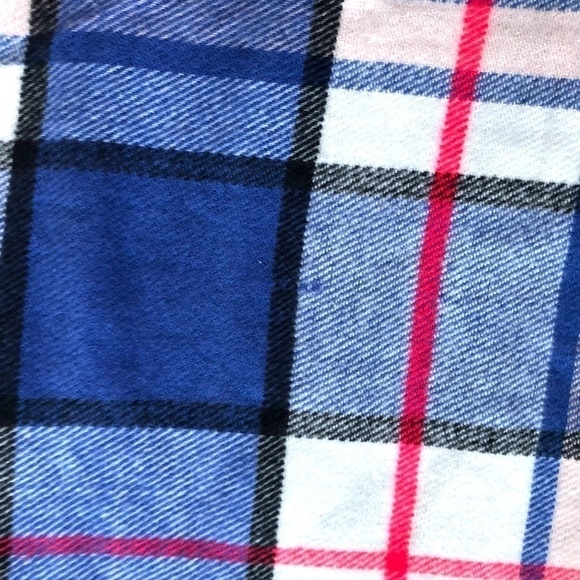 Lord & Taylor Plaid Scarf Red White & Blue Fringe - Picture 8 of 8